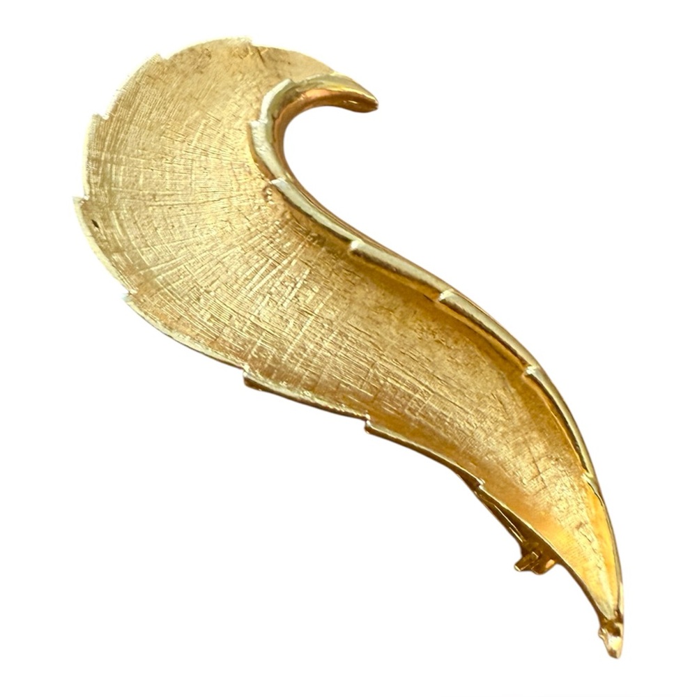 1950’s Vintage Large Gold Abstract Shaped Brooch, Quality & Heavy Piece 50’s Pin
